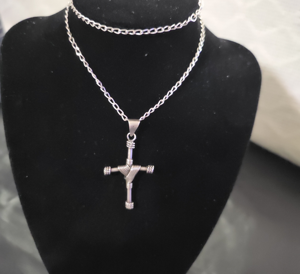 Silver Cross Pendant Necklace for Men - Classic Silver Finish